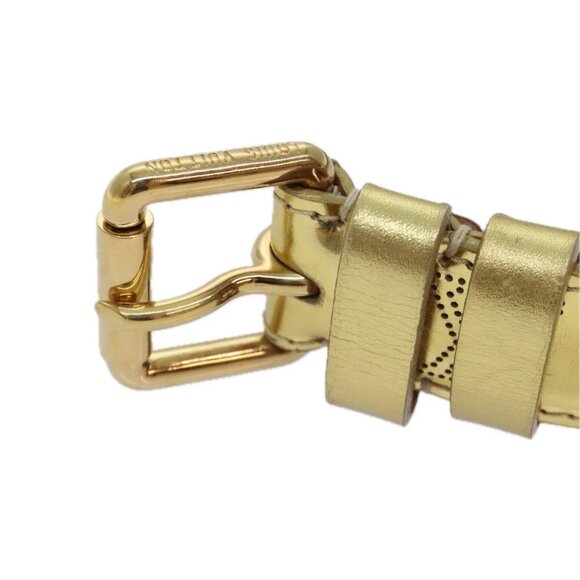 LOUIS VUITTON Monogram Mahina Ceinture Belt Leather Gold M9614W LV Auth bs17576 - Picture 2 of 16
